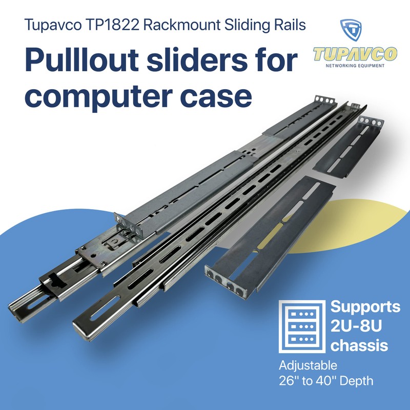 Rackmount Sliding Rails - Kit for 2U-8U Chassis (Adjustable 26"