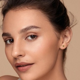 3mm Cut Solitaire Screw Back Birthstone Stud Earrings, Surgical Steel Hypoallergenic Cartilage Earrings Round Cubic Zirconia Stud Earrings (11.Nov-Topaz, Silver)