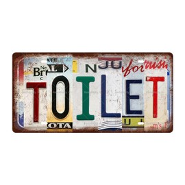 TOILET - Letrero de metal clásico, placa de licencia, decoración del hogar, decoración de habitación, decoración de pared, decoración de baño, decoración de bar, decoración de cafetería, decoración de