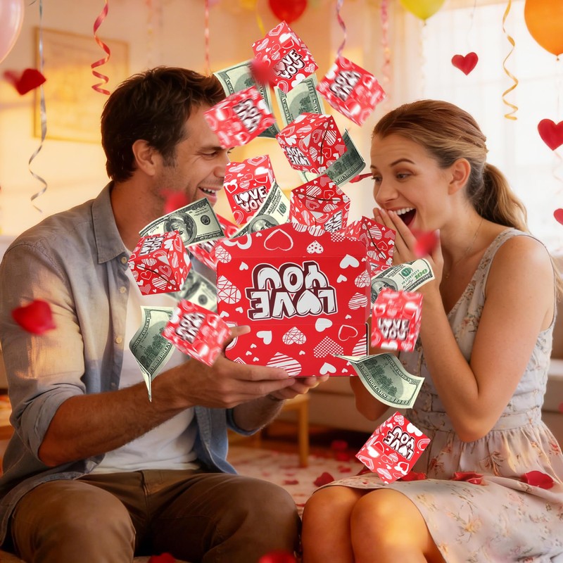NefosLeuki Surprise Gift Box Explosion for Money,Valentines Pop-Up Explosion Gifts