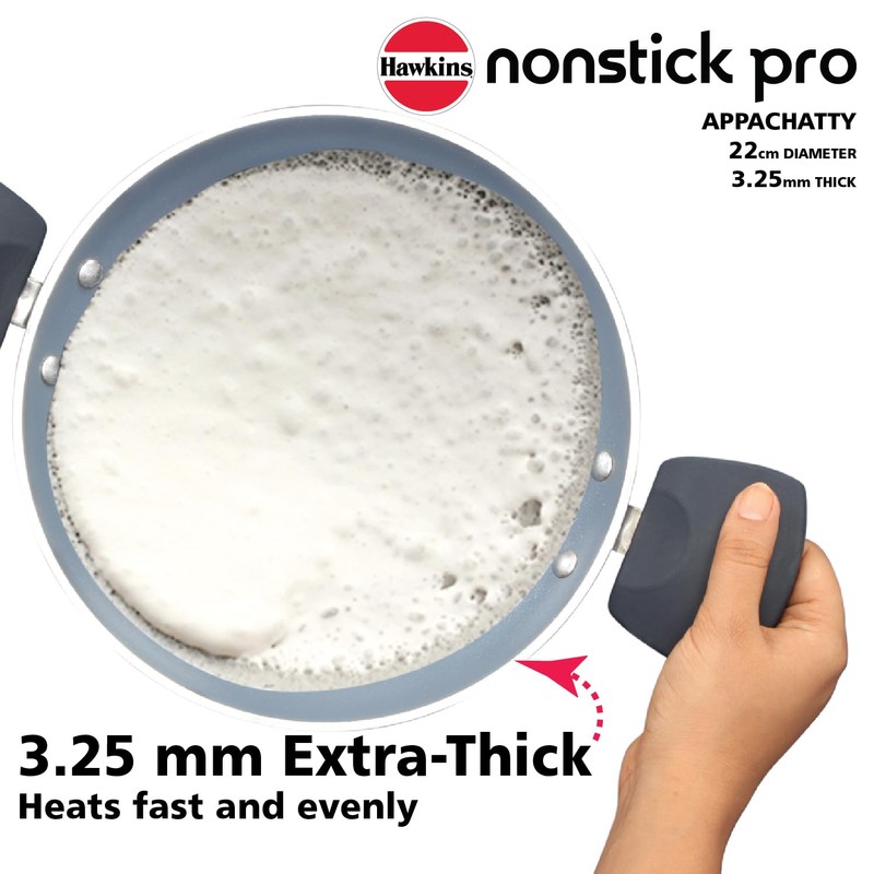 Hawkins Nonstick Pro 0.9 Litre Appachatty, Mini Kadhai, Appachatti, Appachetty,