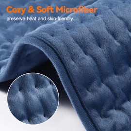 OneAmg Electric Heat Pad for Back Neck Shoulders, 17"×33" Heating Pad with Automatic Switch-Off 4-Hour Timer and 6 Heating Levels Digital Remote Control, Soft Polyester Washing Machine Blue