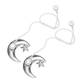 Magnetic Curtain Tiebacks, 2 Pcs Moon Star Shape Curtain Holdbacks Cute Metal Decorative Curtain Buckle Holder for Home Cafe Balcony(Silver)