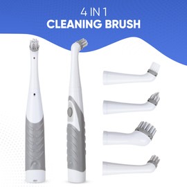 ASAB Electric Cleaning Brush 4 in-1 Electric Scrubber with Replacement Heads Automatic Electric Scrubbing Brush Cordless Power Scrubber Electric Brush for Cleaning Kitchen Bathroom Tiles Bath Shower