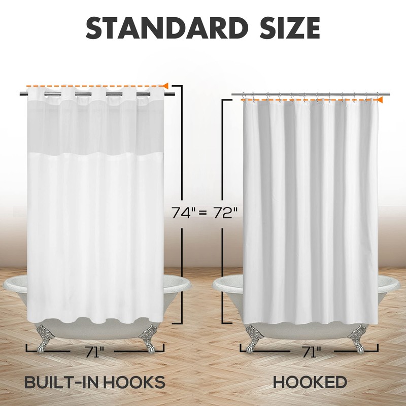 River Dream No Hook Slub Textured Shower Curtain with Snap-in