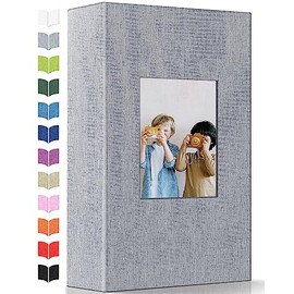 Álbum de fotos Artfeel 4x6 con 300 bolsillos, álbumes de fotos deslizables, libro de memorias con cubierta de lino y ventana frontal, libro de fotos vertical de páginas blancas para boda, familia