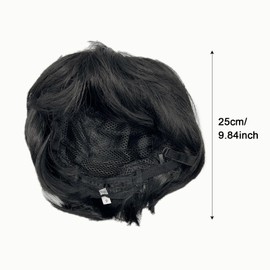 UILYNIU Short Mens Wig Black Straight Wigs for Men Mens Black Wig, Dress Up Wigs Costume Wigs 70s 80s Hippy Pop Disco Rocker Wigs for Fancy Dress Theme Party Daily Use Cosplay Festivals (Black)