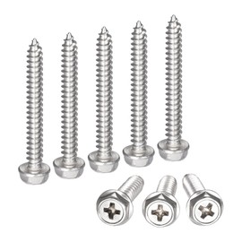 sourcing map Phillips Hex Washer Self Tapping Screws, M5 x 40mm 304 Stainless Steel Hex Flange Sheet Metal Screw 25pcs