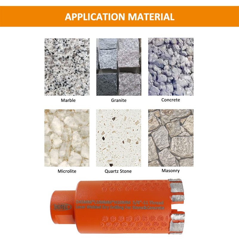 BGTEC Diamond Core Drill Bit,32mm 1-1/4" Granite Laser Welded Hole