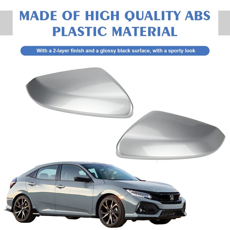 1 Pair Glossy Grey Side Mirror Cover Cap Housing Compatible