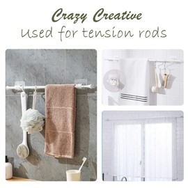 6 Pack Tension Rods for Windows 28 to 48 Inch with 12 PCS Curtain Rod Brackets Spring Tension Rod Adjustable Metal No Drill Curtain Rod for Windows, Shower, Door, Kitchen