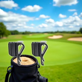 aoukoslt 2Pcs Golf Club Holder, Golf Club Bag Accessories, Golf Club Bag Clips Holder Organizer Value Durable Plastic Black Putting Clip for Men Women Golfer Golf Accessories