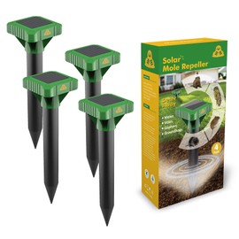 Careland Outdoor Mole Repellent Solar Powered Ultrasonic Gopher Repeller Stake Sonic Groundhog Deterrent Spike (4)