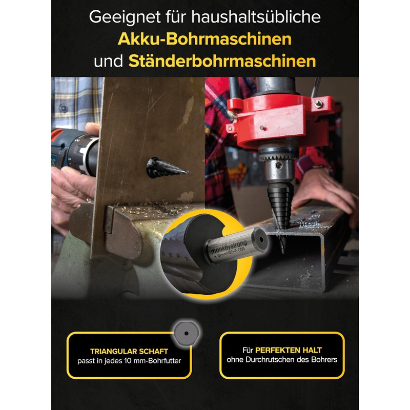HSS Step Drill Bit Diameter 4-30 for Mild Steel, Non-ferrous