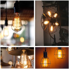 JSXing Industrial, Estilo Retro País de América Lámpara de Techo Colgante Para Restaurante bar Cafe Cup-shaped Colgante Lámpara, Color Negro, Antiguo, Aluminio Negro (6 Edison bulbs)