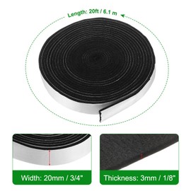 HARFINGTON Smoker Gasket Seals 20FT 3/4" x 1/8" High Temp Grill Gasket Replacement High Heat BBQ Gasket Tape BBQ Smoker Gasket Self Stick Felt for Smokers BBQ Lid
