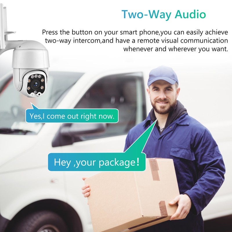 Outdoor Wireless WiFi Security Camera, 1080P Pan Tilt Zoom Surveillance