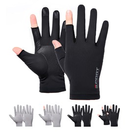 PIROXIS Men's Gloves, Summer Gloves, Thin UV Gloves, Cool to the Touch, UV Protection, Breathable, Anti-Slip, Touch Panel Compatible, Sunburn Protection, Fishing, Bicycle, Driving, Unisex, Two