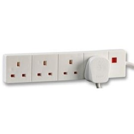 4 Gang 1 Metre Extension Lead | 4 Way 1M Four Socket Extension Lead Neon White