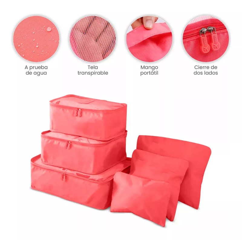 Lecute 6 Bolsas Organizador Ropa Maleta Viaje Multiusos Impermeable