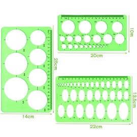 TerraShine Ruler Template Circular Ruler Drafting Ruler Set Oval Polygon Drafting Tools General Comprehensive Ruler Geometry Ruler for School Education for Architecture for Measurement Drafting (3