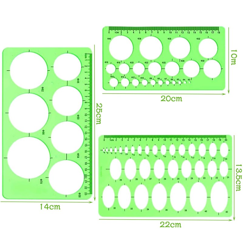 TerraShine Ruler Template Circular Ruler Drafting Ruler Set Oval Polygon