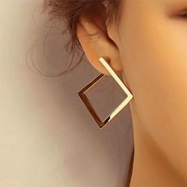 Inilbran Boho Square Earrings Hollow Square Hoop Earrings Gold Square Studs Earrings Minimalist Geometric Square Earrings Jewelry for Women and Girls