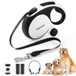 WRSOMIT Retractable Dog Leash with Chew Proof Cable, 26Ft Heavy Duty Dog Leash for Medium Large Dogs up to 110lbs, 360° No Tangle, One-Handed Brake