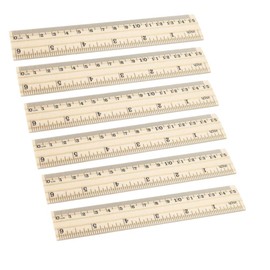6 Pack Wood Ruler Student Rulers 6 Inch Rulers Wooden for School Rulers Measuring Ruler Office Ruler 2 Scale (6 Inch /15 cm)