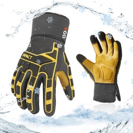 Vgo... Winter Waterproof Work Gloves Anti Impact Cowhide Touchscreen, Utility Working Gloves Men Heavy Duty for Construction Hgv Trucker Warehouse Multipurpose Thermal in Cold Weather