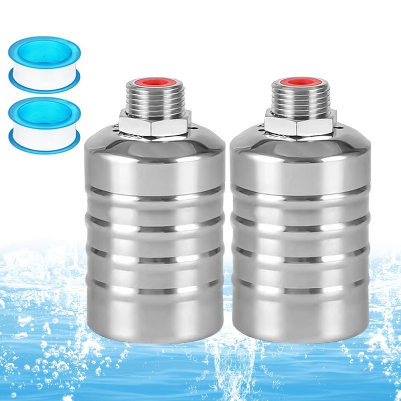 Pack of 2 Float Valves 1/2 Inch, Stainless Steel Floating