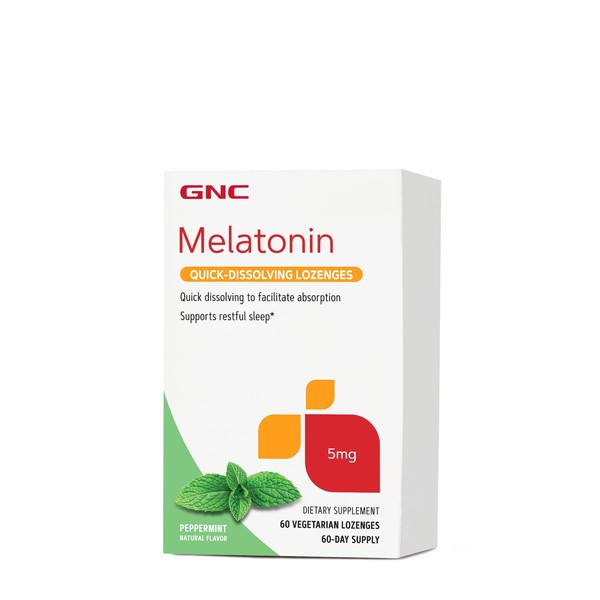 GNC Melatonin Quick-Dissolving Lozenges -- 5 mg - 60 Vegetarian Lozenges