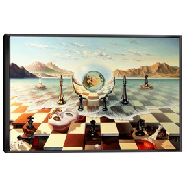 Salvador Dali Wall Art Dali Chess Mask on the Sea Framed Painting Canvas Art For Bedroom Livingroom Decoration Ready to Hang