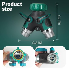 Garden Hose Splitter 2 Way Heavy Duty,Water Hose Splitter,Water Spigot Splitter Y Adapter,Hose Y Splitter with with 2 Extra Rubber Washers