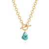 PEARLADA Natural Turquoise Stone Pendant Necklace, Chunky 18k Gold Toggle