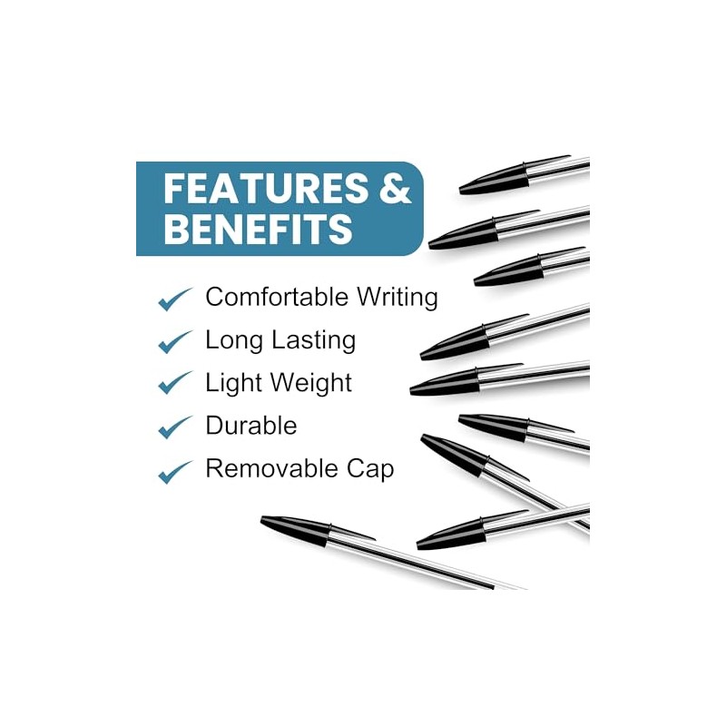 SOMCO - Pack Of 10 Black Biro Ballpoint Pens -