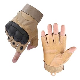J-HARK Airsoft Gloves Fingerless Half Finger Tactical Gloves Cycling Bike Gloves (Khaki, L)