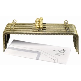 starPG Large Hole Mouth, 9.8 inches (25 cm), Square Type, Set of 5, Includes Pattern, For Handmade (Antique Gold, F Type)