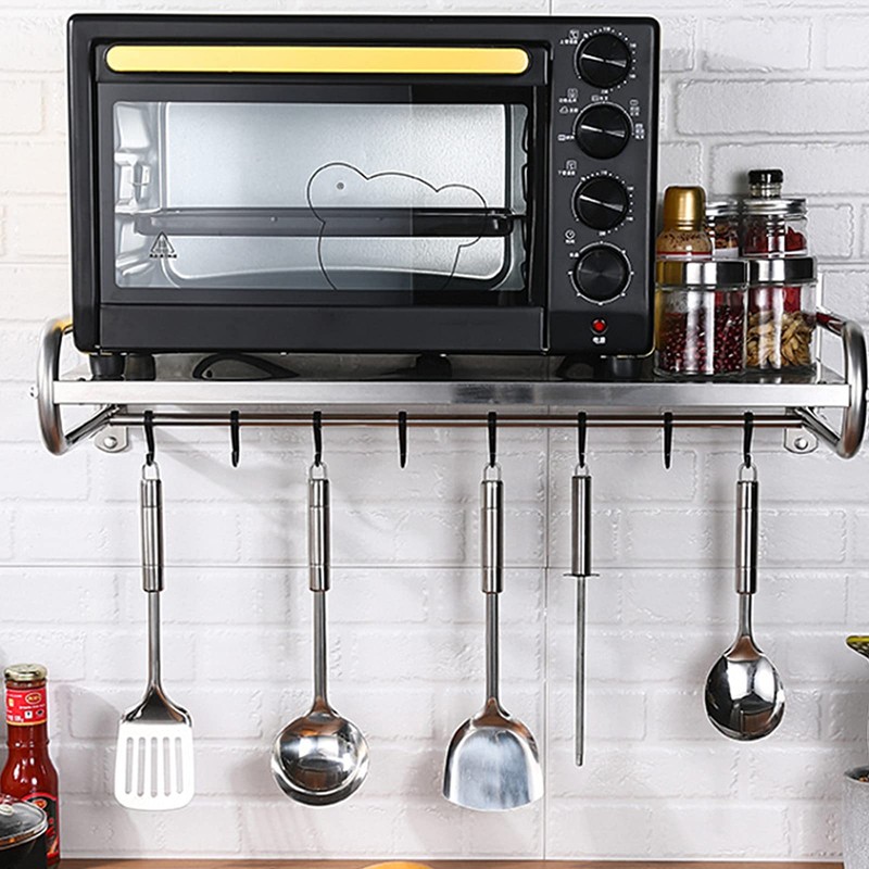 ILWorkTLs Wall Mounted Microwave Oven Rack,Stainless Steel Kitchen Shelf with