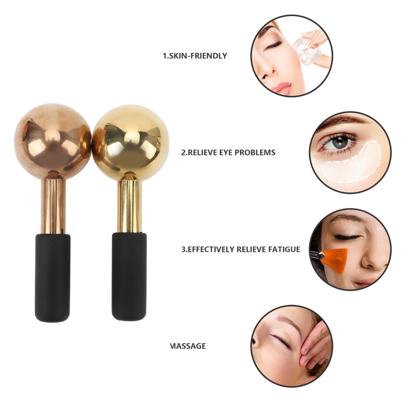 2PCS Ice Globes for Facials Unbreakable Steel Cooling Roller Cryo