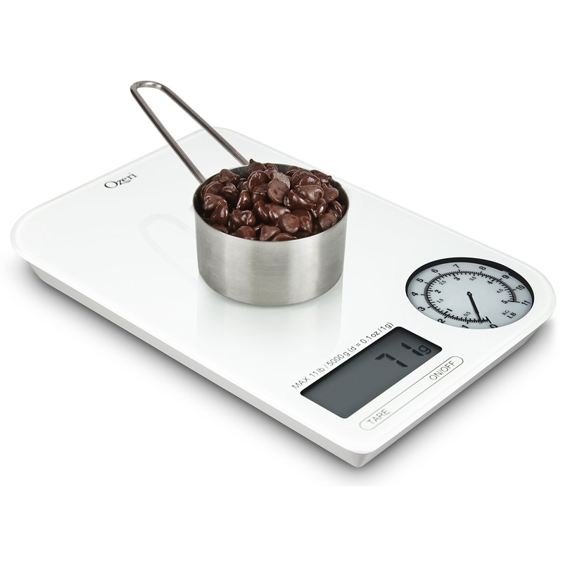 Ozeri Rev Digital Kitchen Scale with Electro-Mechanical Weight Dial, Gray