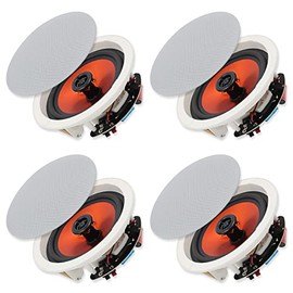 Herdio 6.5" 4 PCS Ceiling Bluetooth Speakers Home recessed Speaker System Max Power 300 Watts Perfect for, Kitchen,Bedroom,Bathroom,Covered Patio.