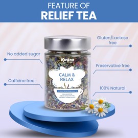 Kintra Foods Calm & Relax Loose Leaf | Herbal Blend With Chamomile, Lavender and Passionflower | Soothing Tea | Caffeine-Free Calming Tea | 60g Jar for Ultimate Relaxation