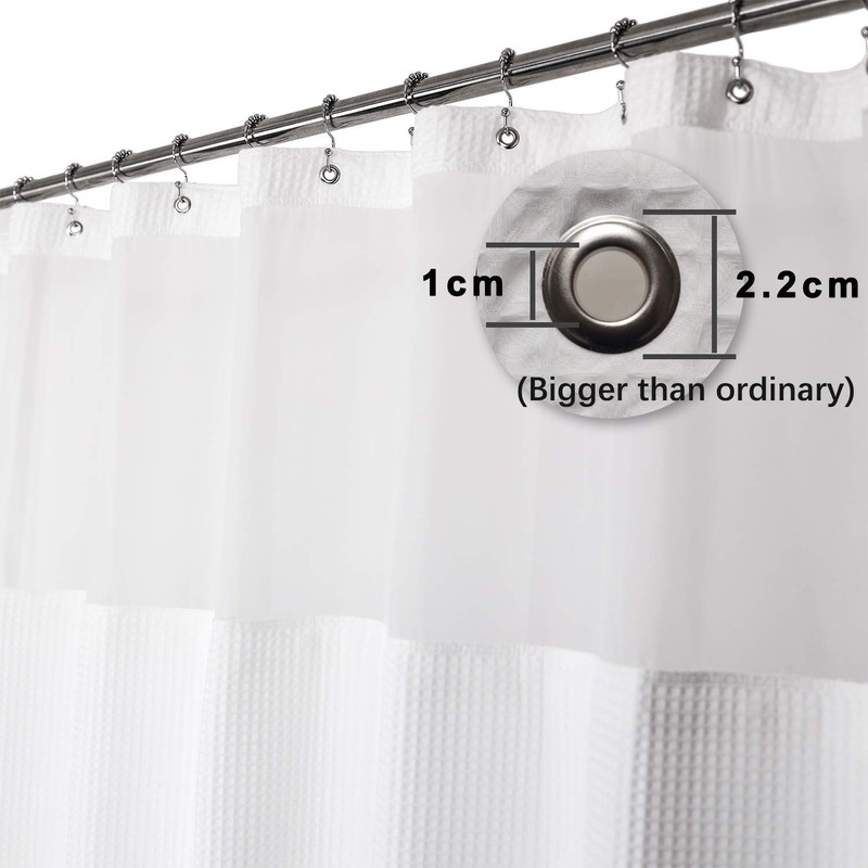 Hotel Style Cotton Shower Curtain with Snap-in Fabric Liner, Mesh