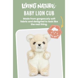 Living Nature Baby Lion Cub Stuffed Animal Plush Toy | Fluffy and Cuddly Safari Animal | Soft Toy Gift for Newborns And Babies | Naturli Eco-Friendly