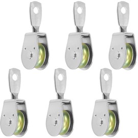 SENJEOK 6 Pack 4 Inch Single Pulley Block, Solid Iron Swivel Pulley Roller in Zinc Plated Single Swivel Rigging Lifting Wheel for 3/8 Inch Cable Wire Rope, Working Load 420Lbs