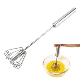 KKR Semi-automatic Egg Whisk, Egg Beater, Stainless Steel Hand Push Whisk For Eggs Beating, Liquid Whisking & Stirring (12 inches)