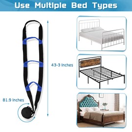 NEPPT Bed Rail Assistance Devices Adjustable Bed Rail Assist Handle Ladder Hoist Frame Grips Medical Safety Pull Up Soft Rope Lifter Bedcaddie Trapeze for Adults, Elderly, Disabled, Handicap (Black)