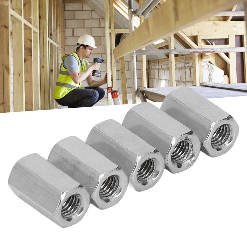 20PCS Hex Coupling Nuts 304 Stainless Steel Long Fine Thread