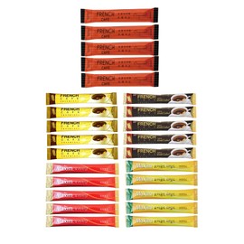 25 Instant Coffee Sampler, Korean Instant Coffee Mix Assortment Package, 25 Sticks, Maxim, French Café,